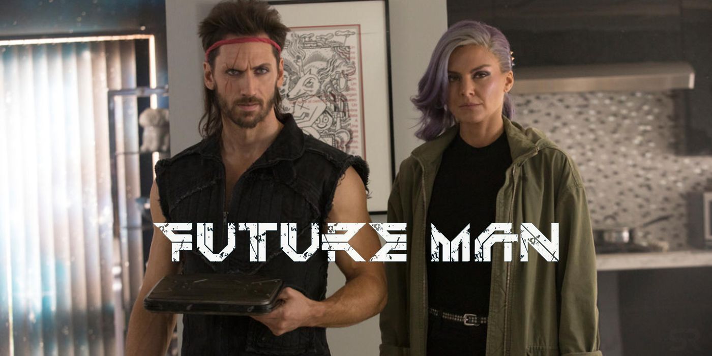 Derek Wilson and Eliza Coupe in Future Man