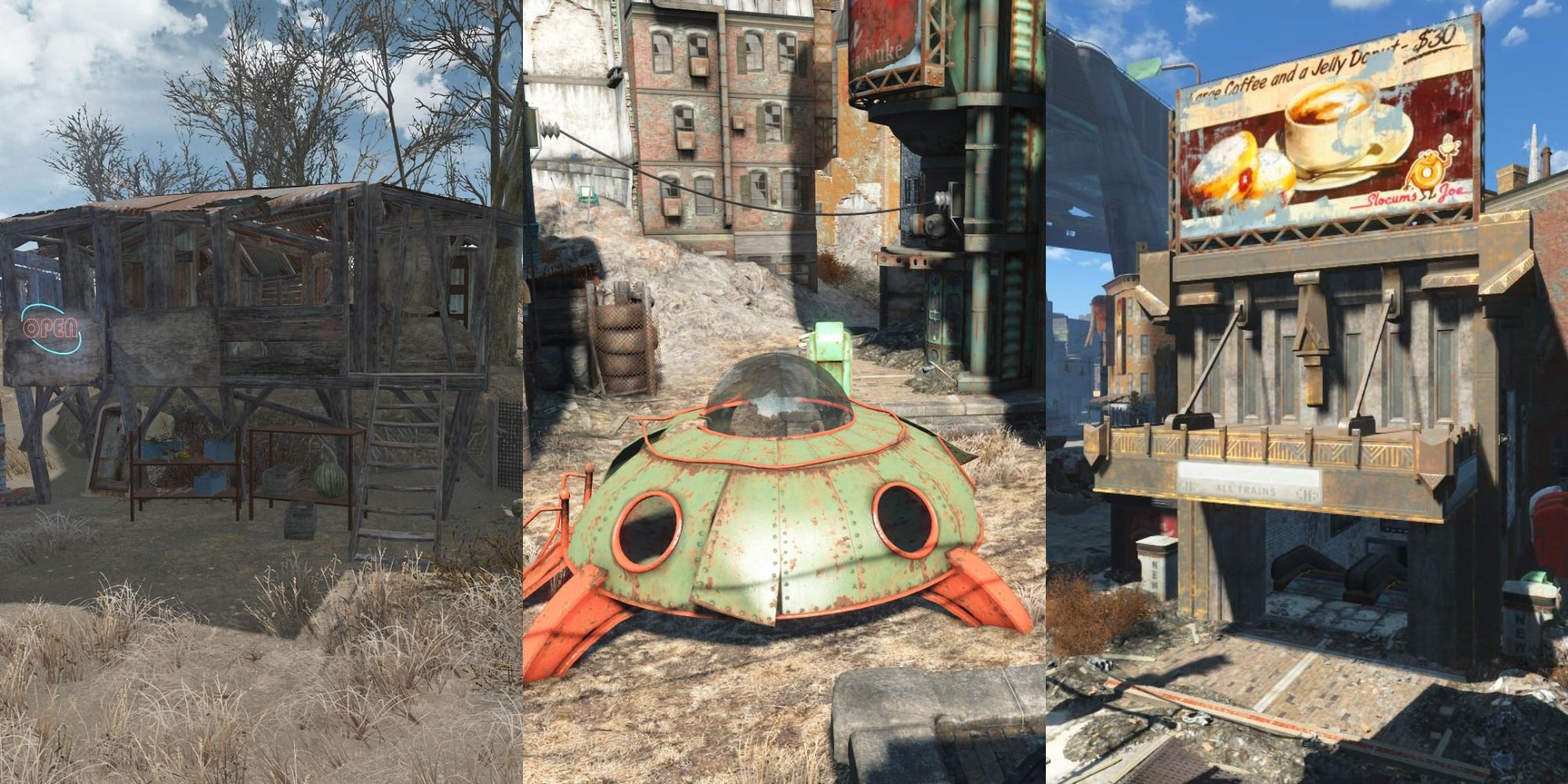 A collage of Falllout 4 locations