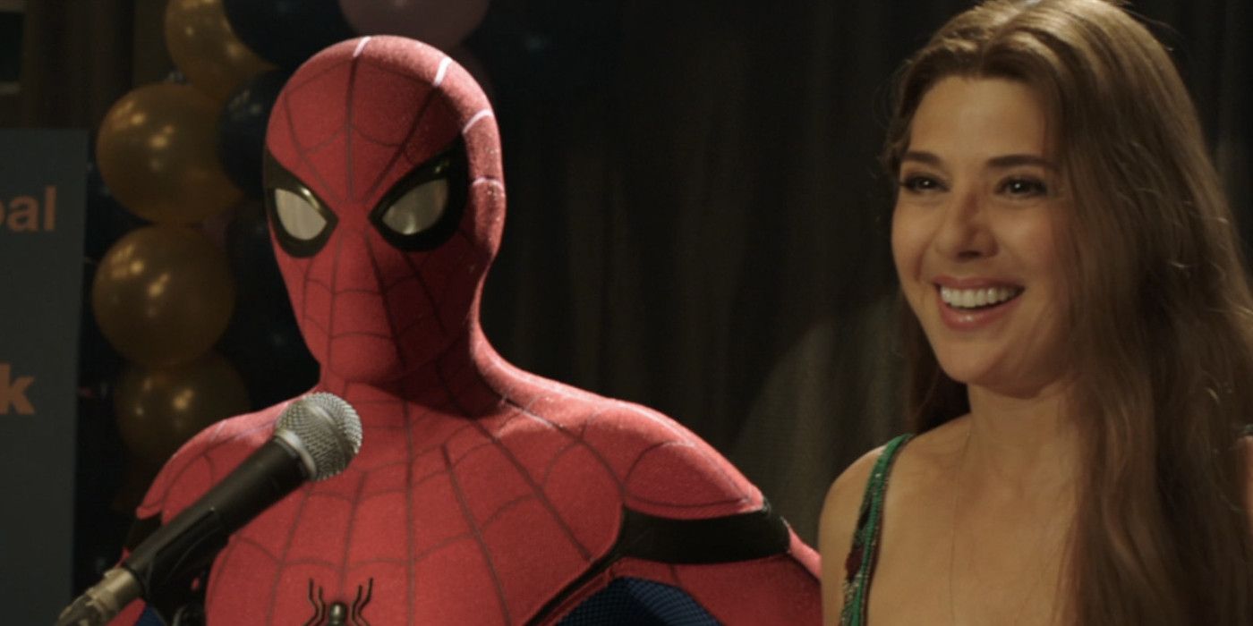 Spider-Man: Far from Home Spider-Man and aunt May talk to the press