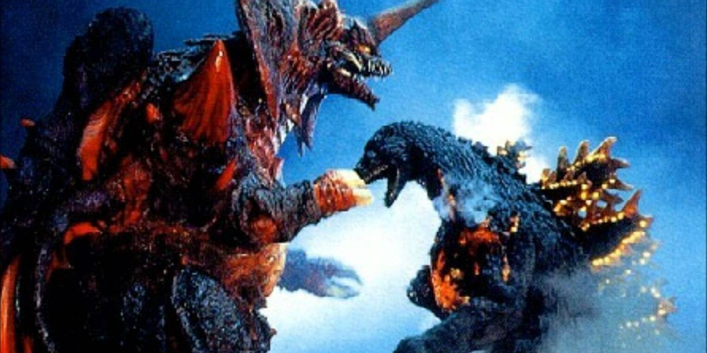 Godzilla fights Destoroyah in a bright light