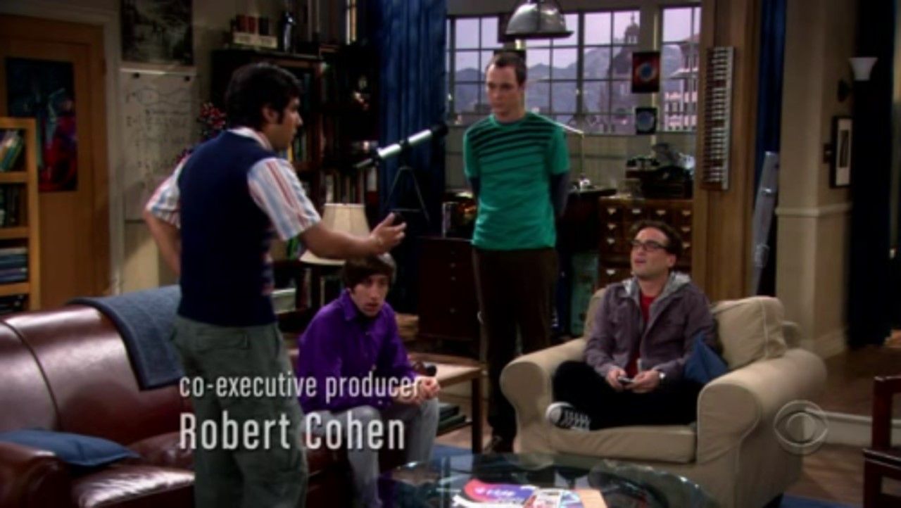 Howard sitting in Sheldon's spot in The Big Bang Theory