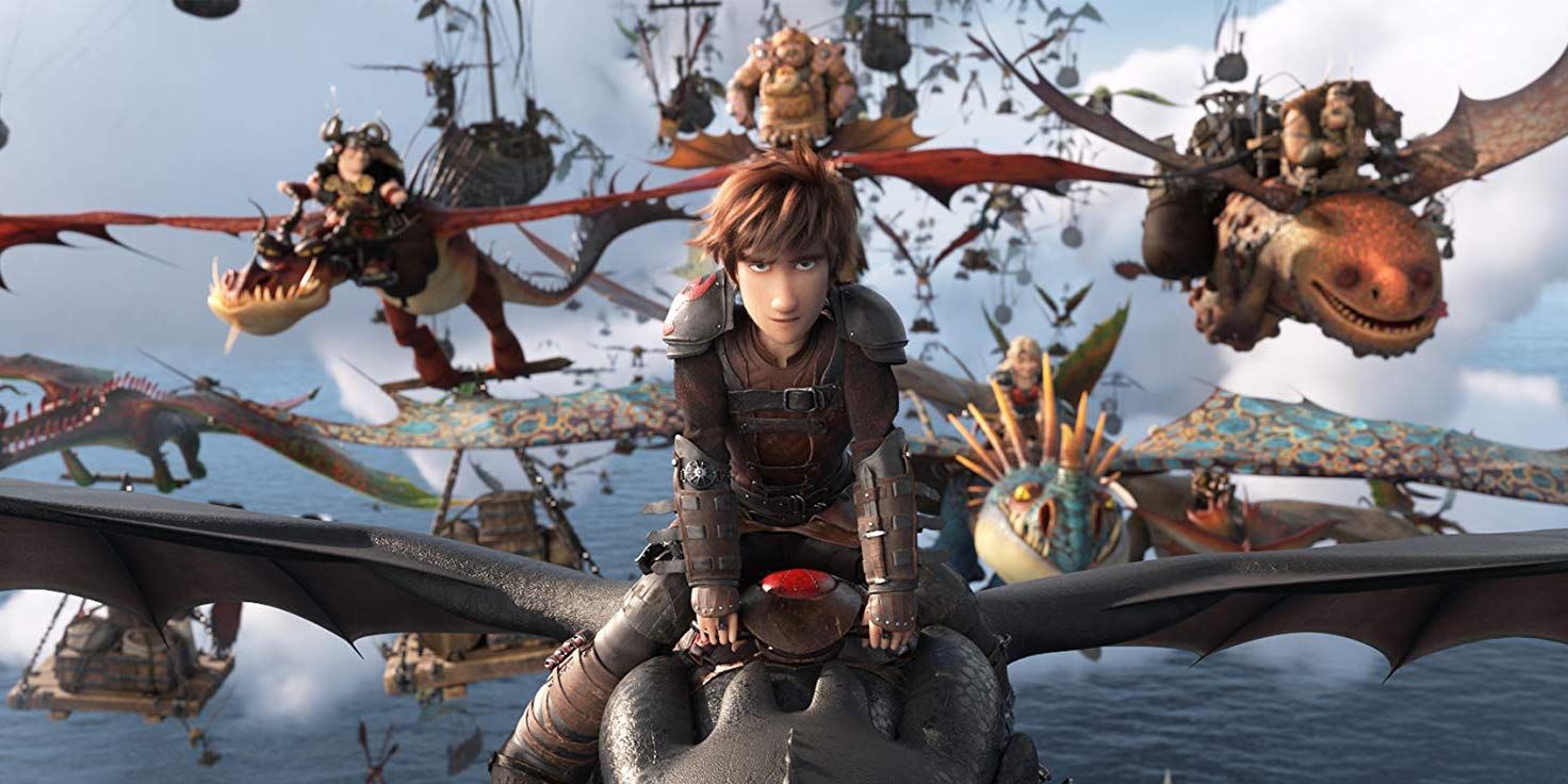 An image of Hiccup and Snotlout flying together in How To Train Your Dragon