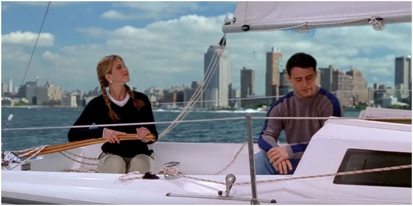 Jennifer Aniston as Rachel and Matt LeBlanc as Joey in Friends