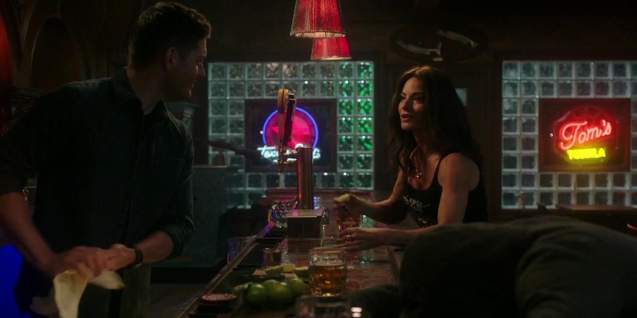 Dean in the bar in his head while posessed with Pamela Barnes in Supernatural