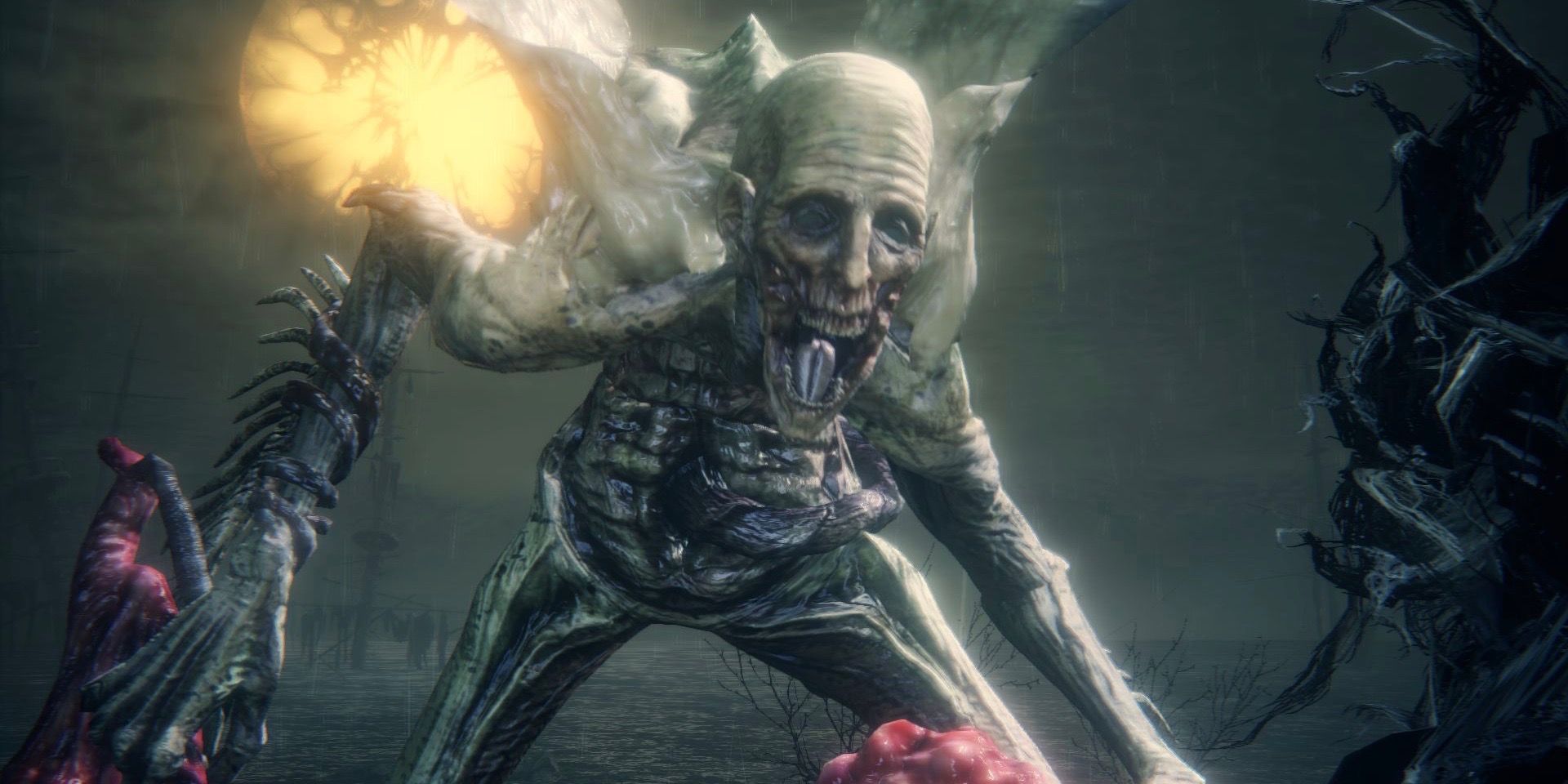 The The Orphan of Kos roaring in Bloodborne
