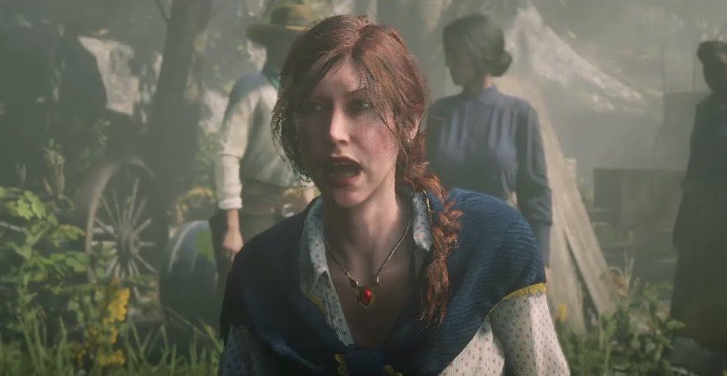 Molly screaming at Dutch in Red Dead 2