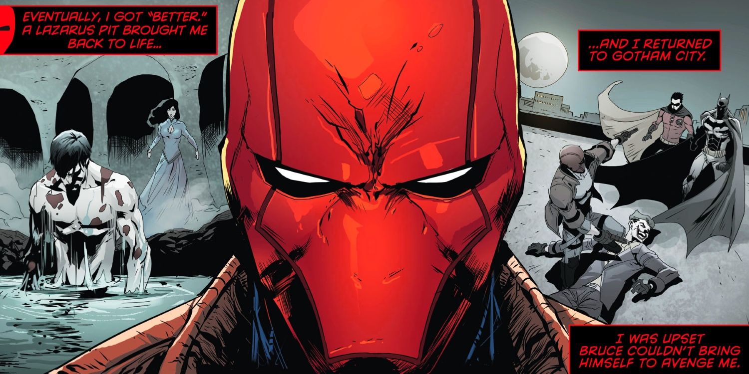Red Hood retelling his origin in the comics.