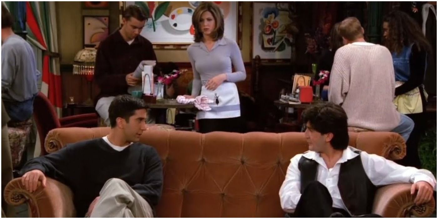 Ross, Russ and Rachel in Friends at Central Perk