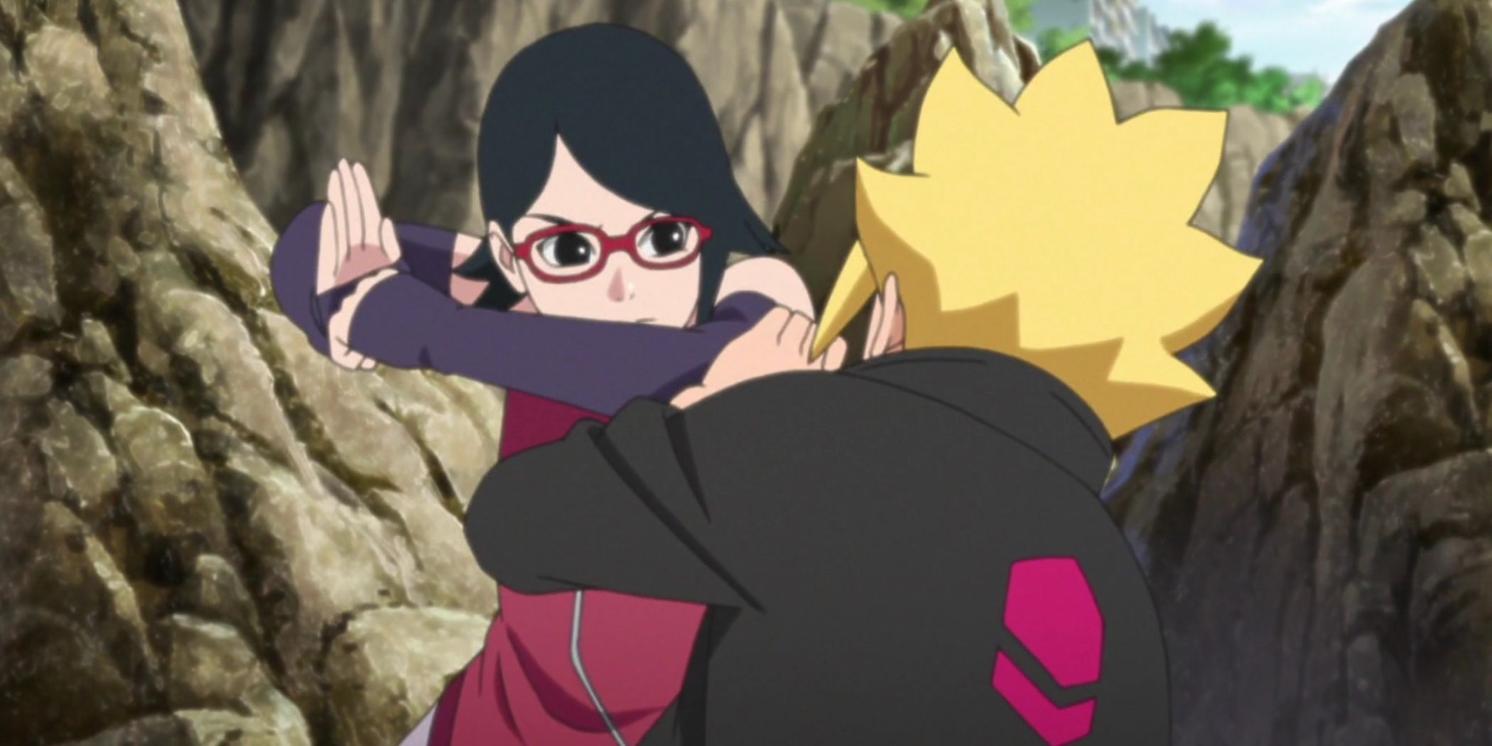 Sarada fights Boruto in the first season of Boruto