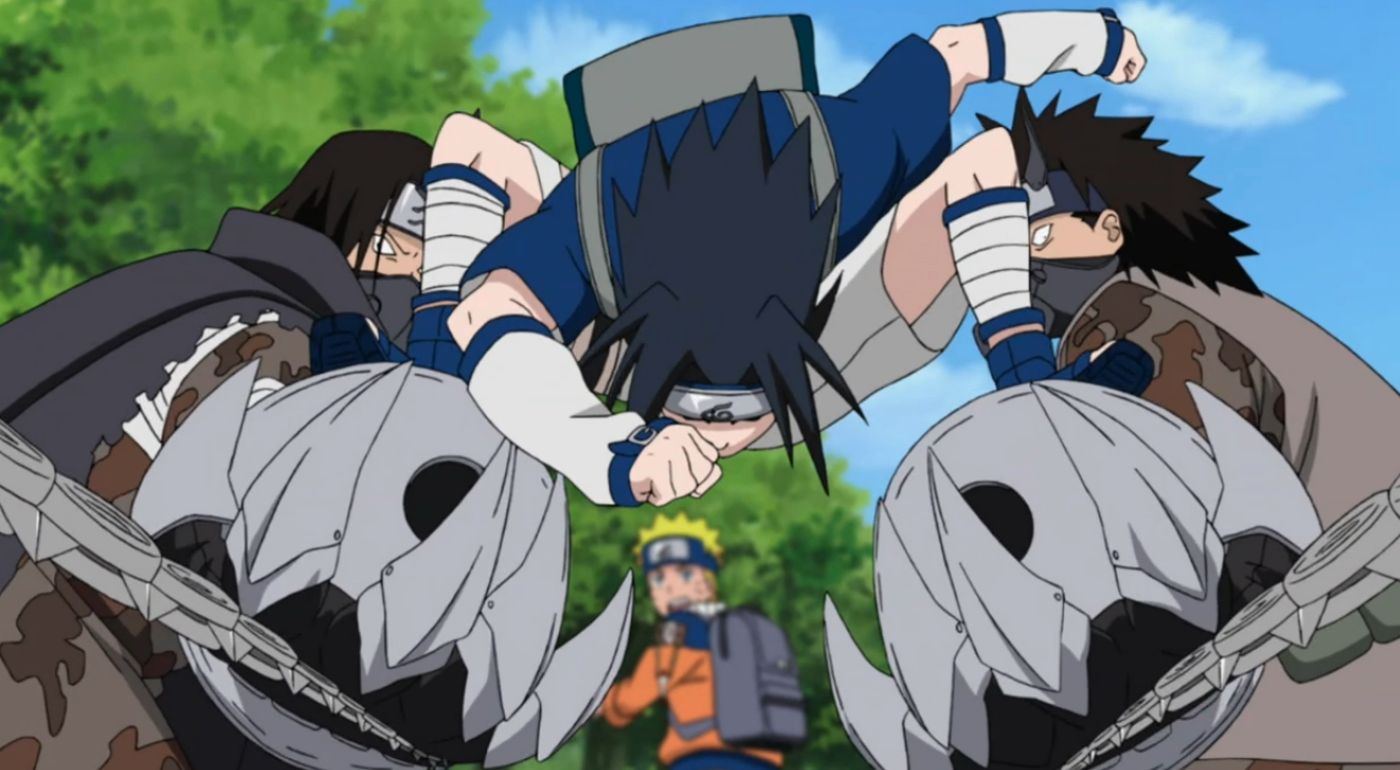 Sasuke Fights The Demon Brothers In Naruto