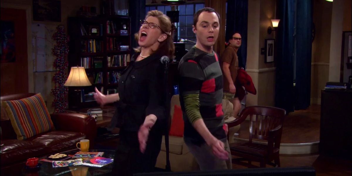 Sheldon Cooper and Dr Beverly Hofstadter in The Big Bang Theory