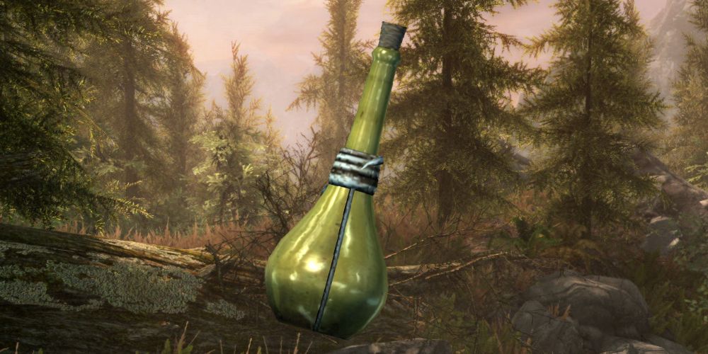 A potion in a forest in Skyrim