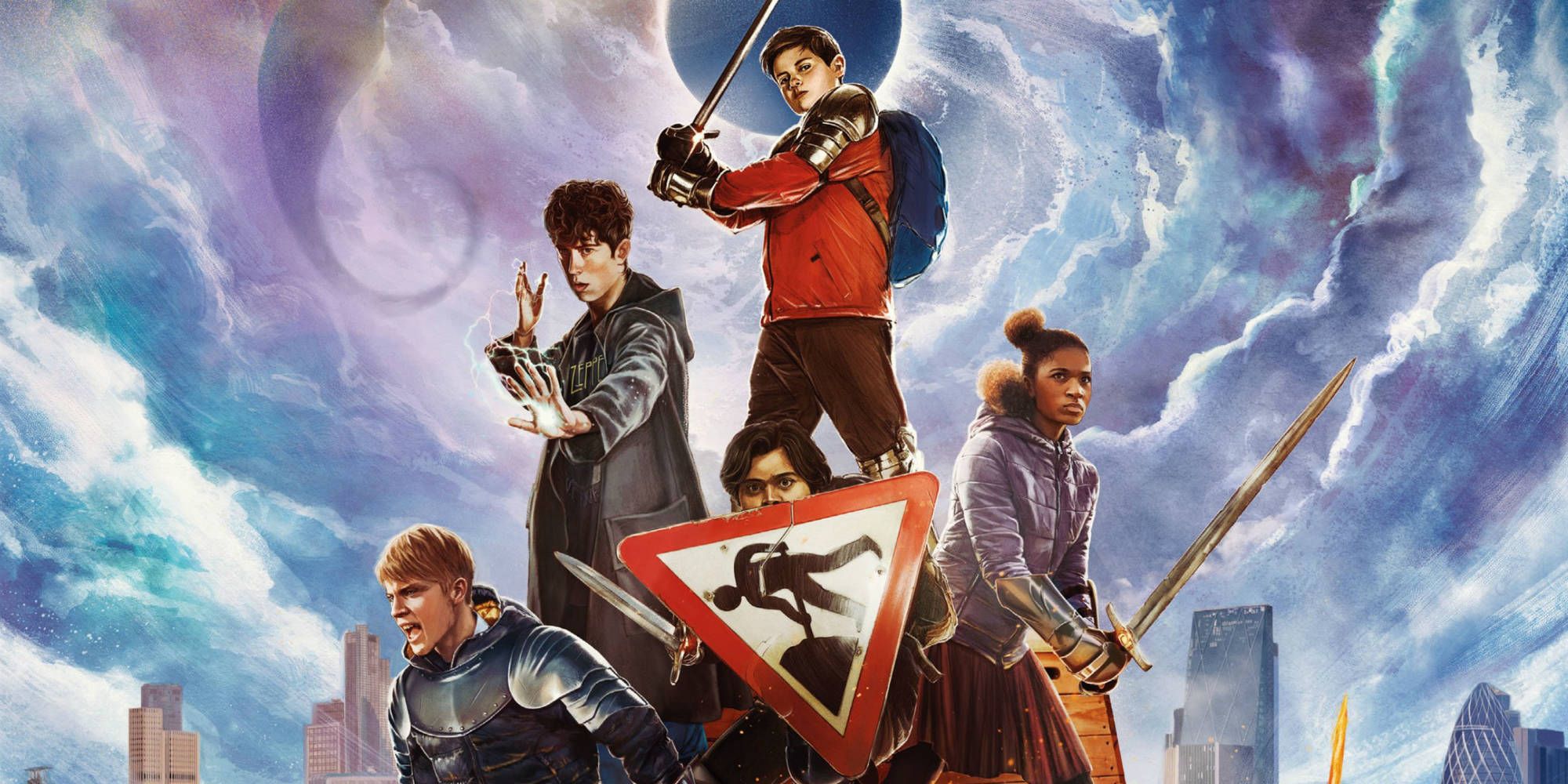 Children stand ready for battle in The Kid Who Would Be King poster