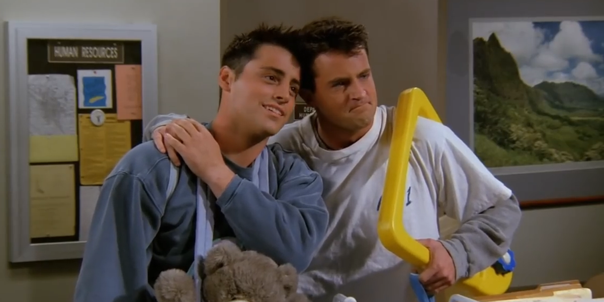 Chandler and Joey trying to find little Ben