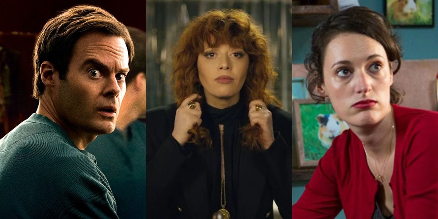 A split image of Barry, Russian Doll, and Fleabag.