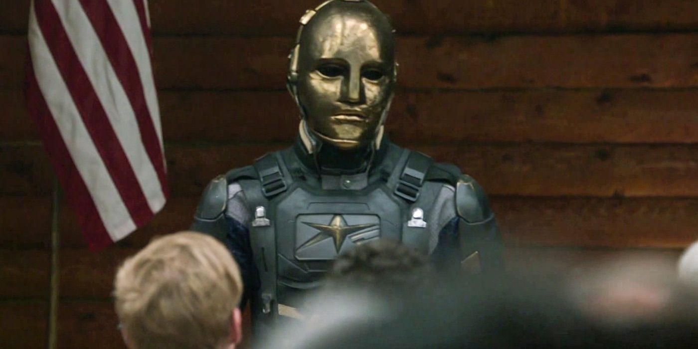 Agent Liberty in his gold mask in Supergirl