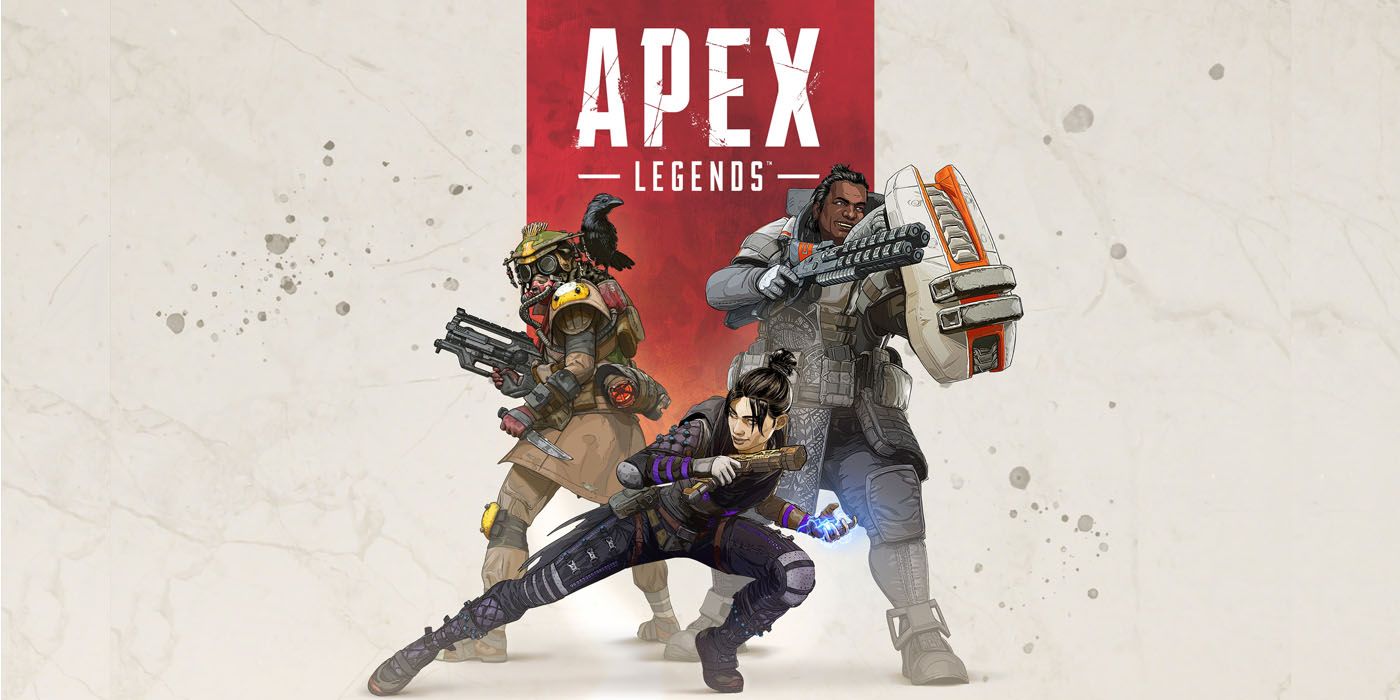 Three legends pose in a promo image for Apex Legends.