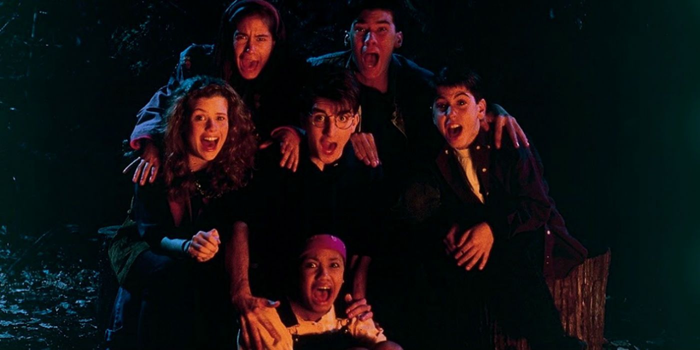 The Midnight Society looking scared in the woods on Are You Afraid Of The Dark?