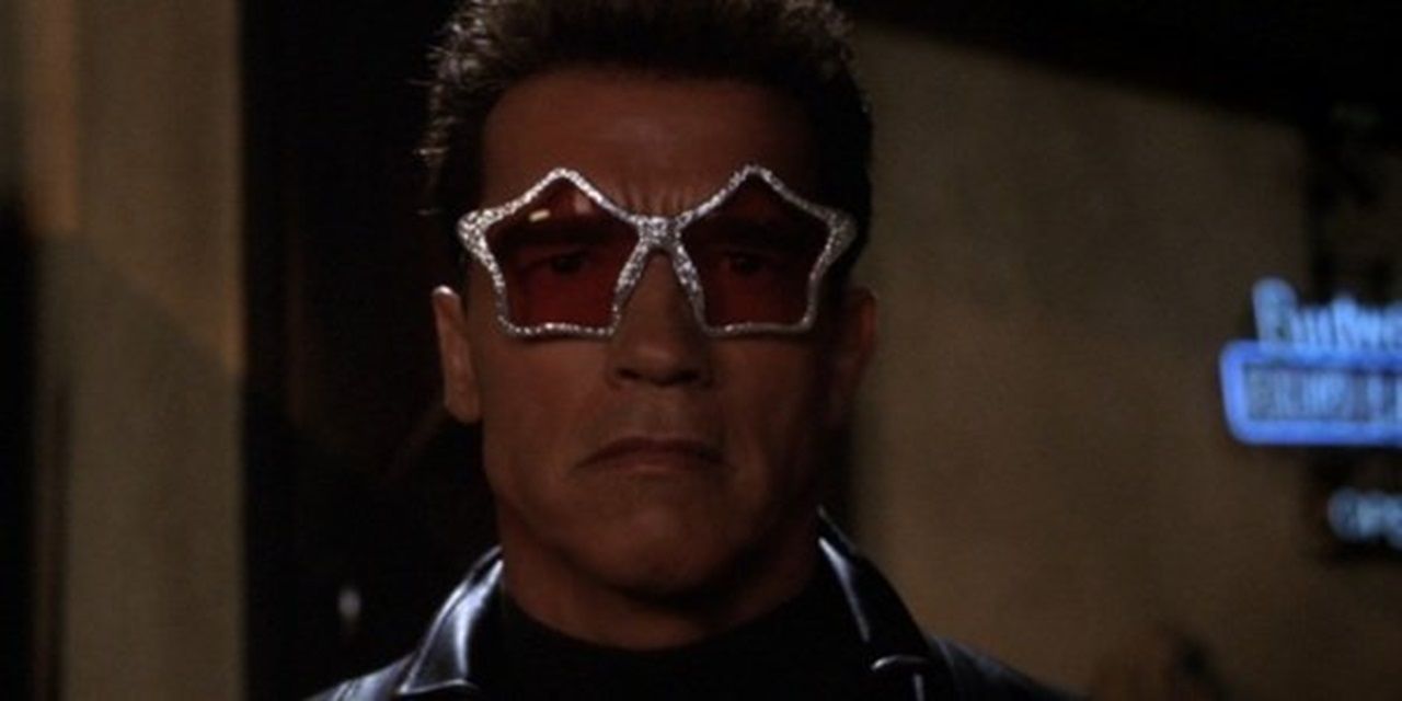 Terminator wearing spunky glasses in Terminator 3