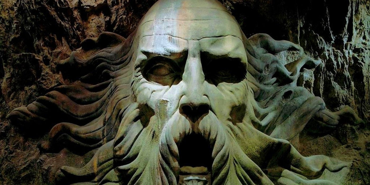 Statue of Salazar Slytherin inside the Chamber of Scerets.