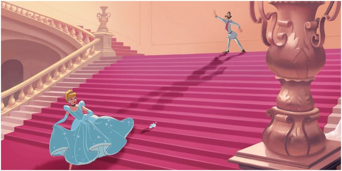 Cinderella loses her slipper in Cinderella