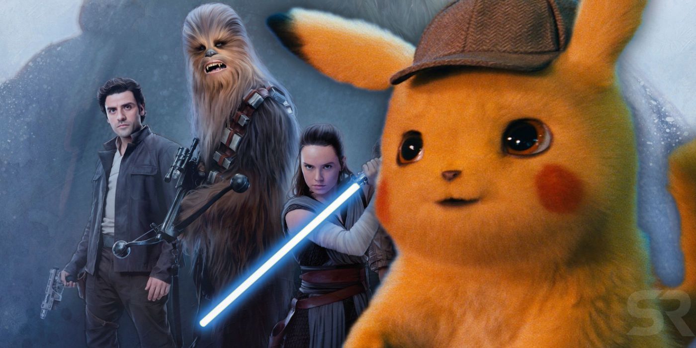 Detective Pikachu with Last Jedi Poster Background