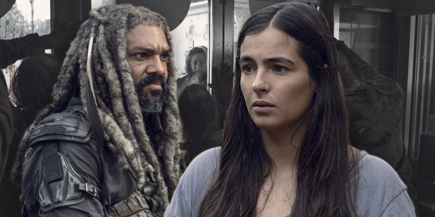 Ezekiel and Tara in The Walking Dead season 9 episode Bounty with Jerry and Walkers