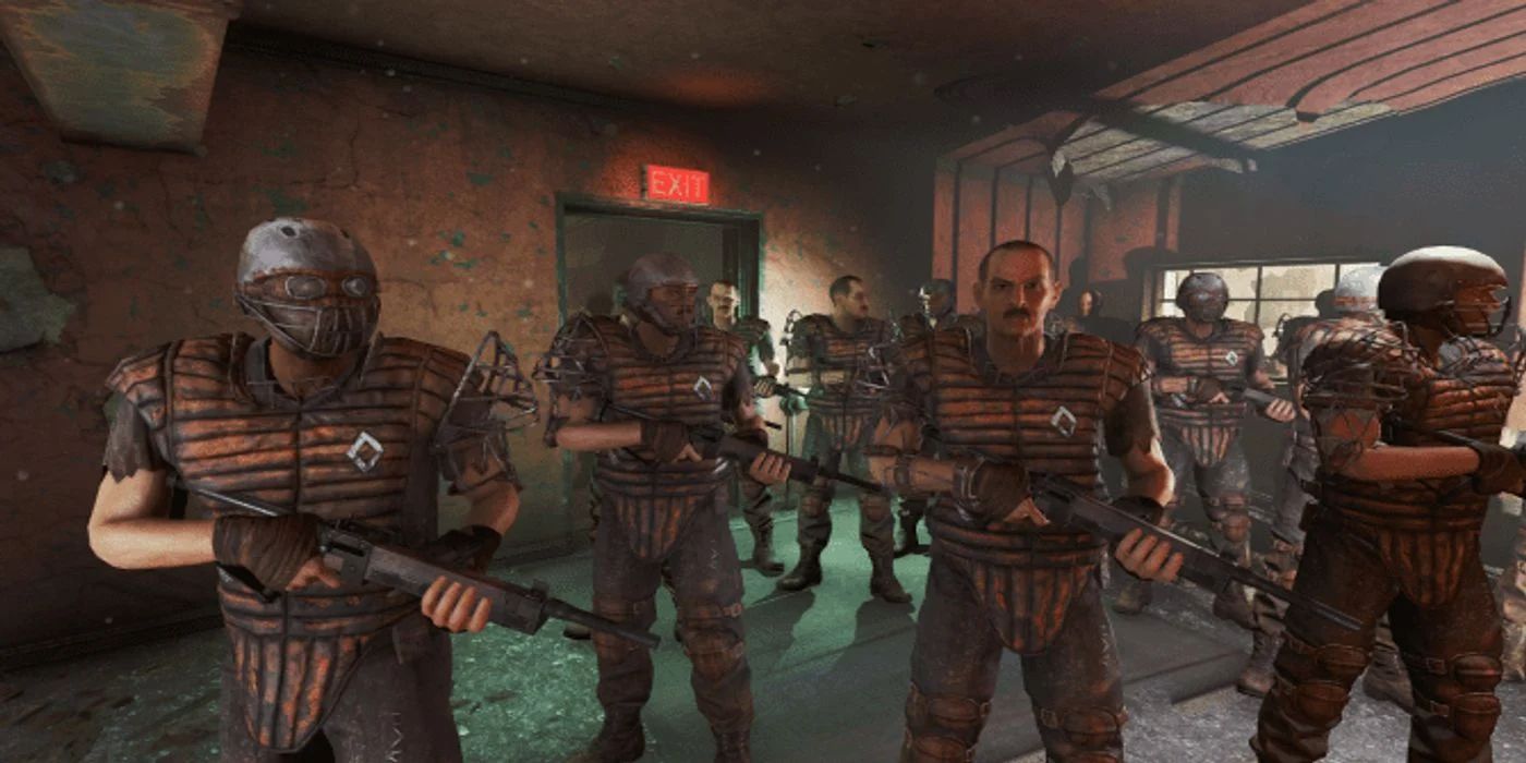 A group of Diamond City guards in Fallout 4.