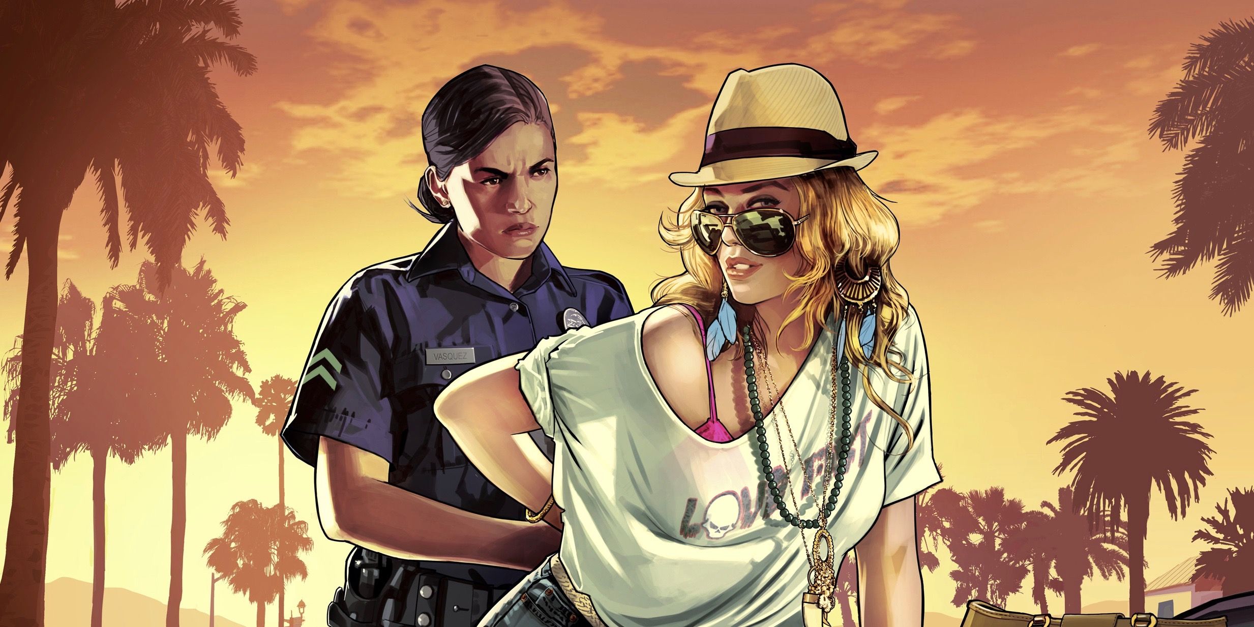 A female character gets arrested by a female cop In Grand Theft Auto V