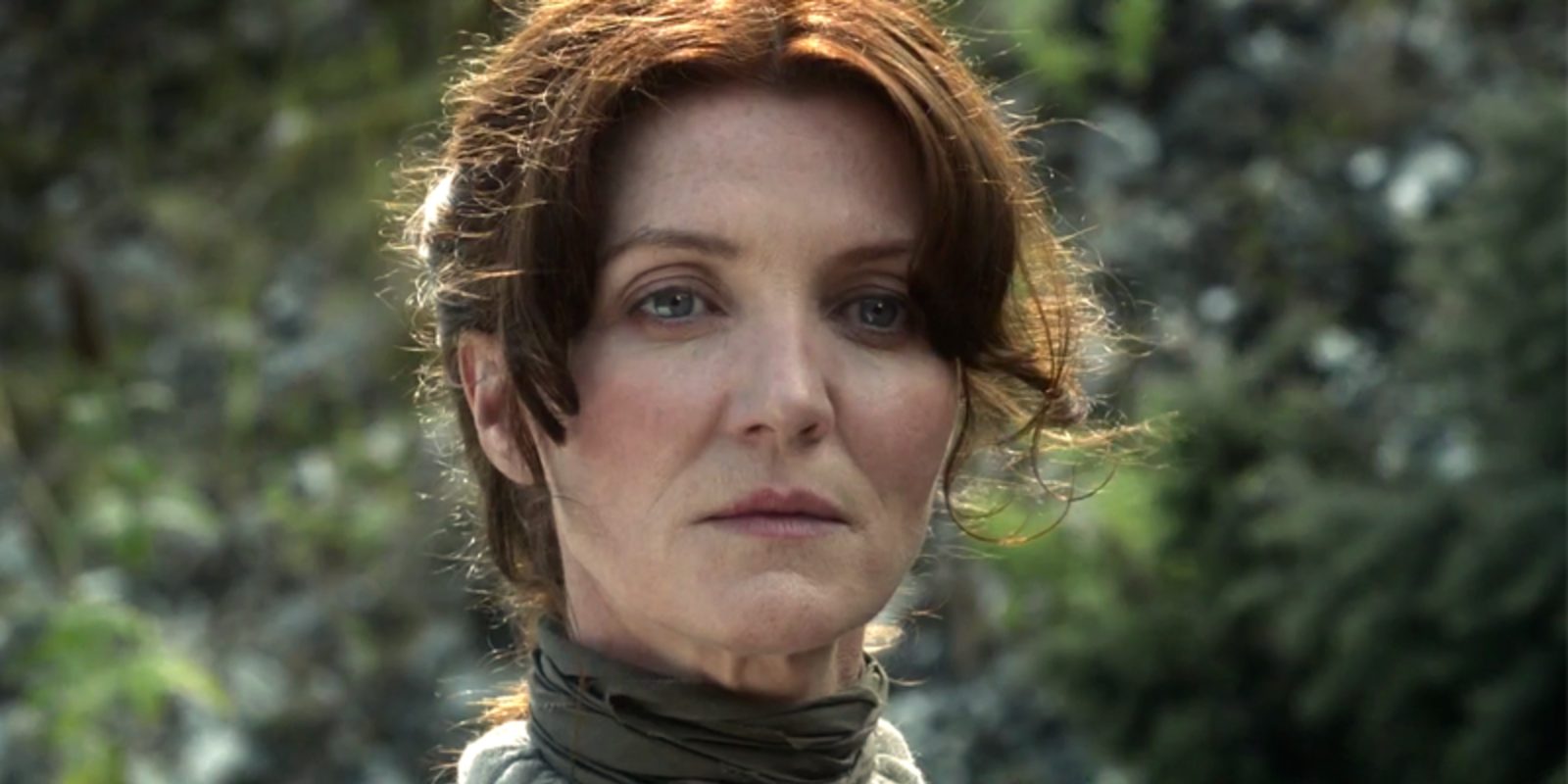 Close-up of Michelle Fairley as Catelyn Stark in Game of Thrones season 1