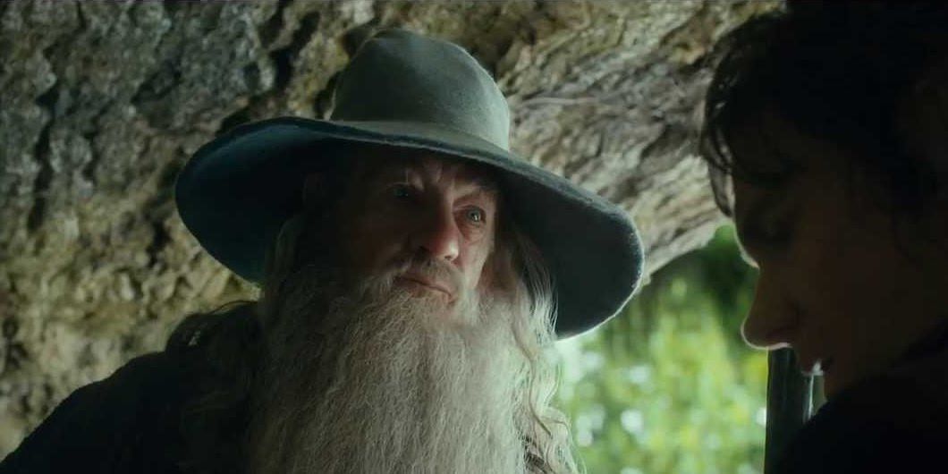 Gandalf talking to Bilbo outside the troll horde in The Hobbit An Unexpected Journey