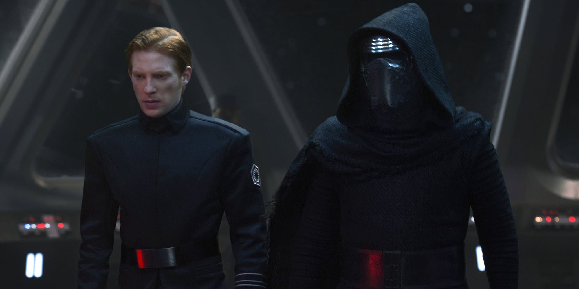 Kylo Ren and General Hux on the bridge in The Force Awakens