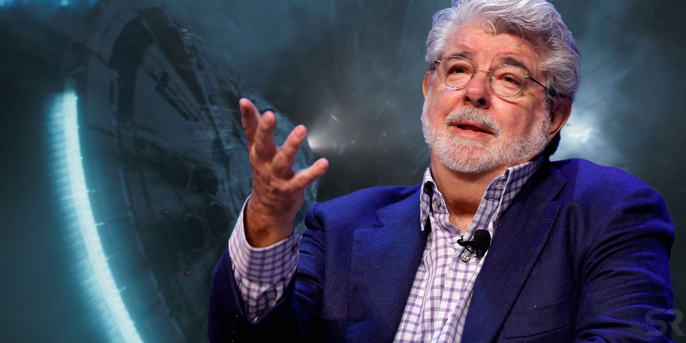 George Lucas and Millennium Falcon from Solo A Star Wars Story