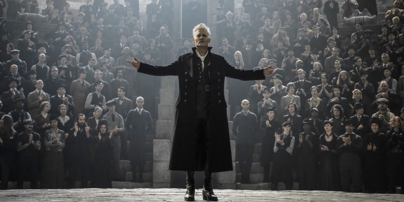 Grindelwald with his arms outstretched