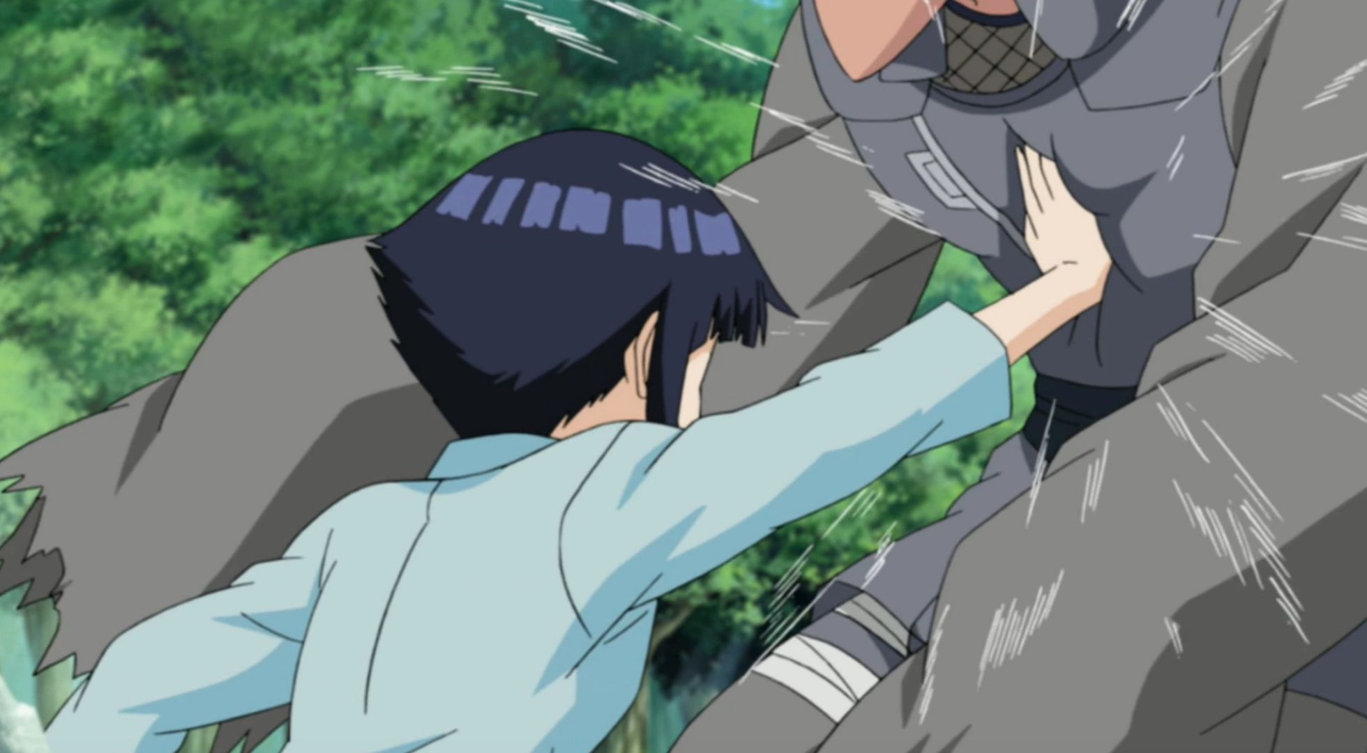 Hinata Uses Palm Bottom Strike During Naruto