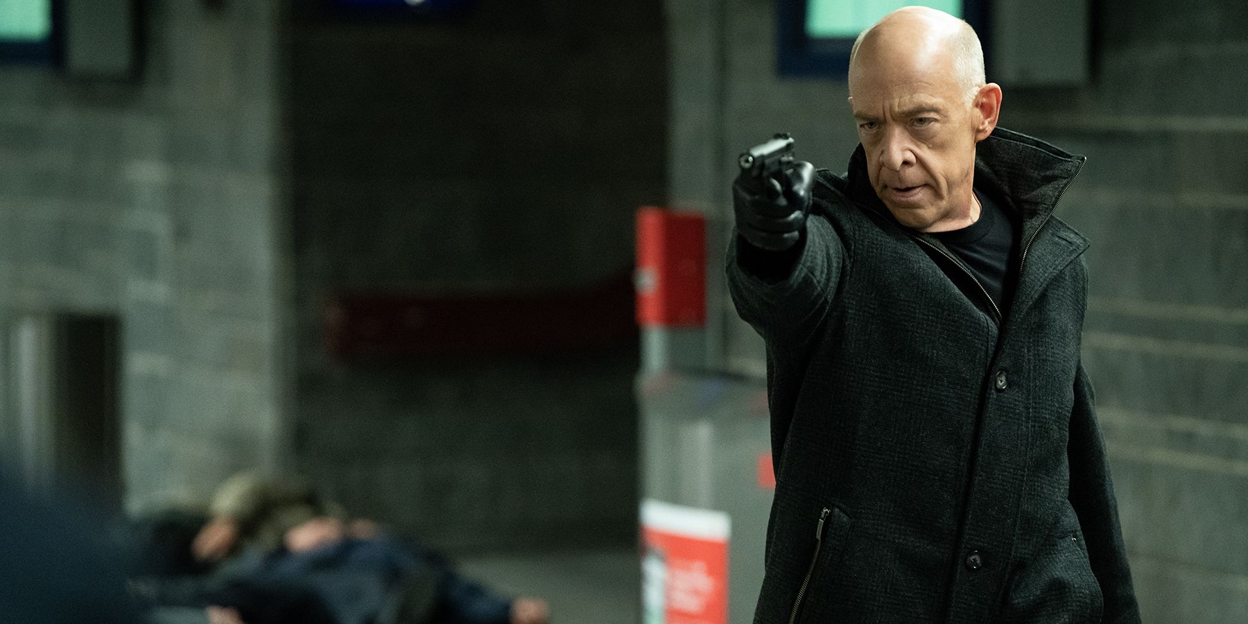 JK Simmons pointing a gun in Counterpart Season 2 Finale