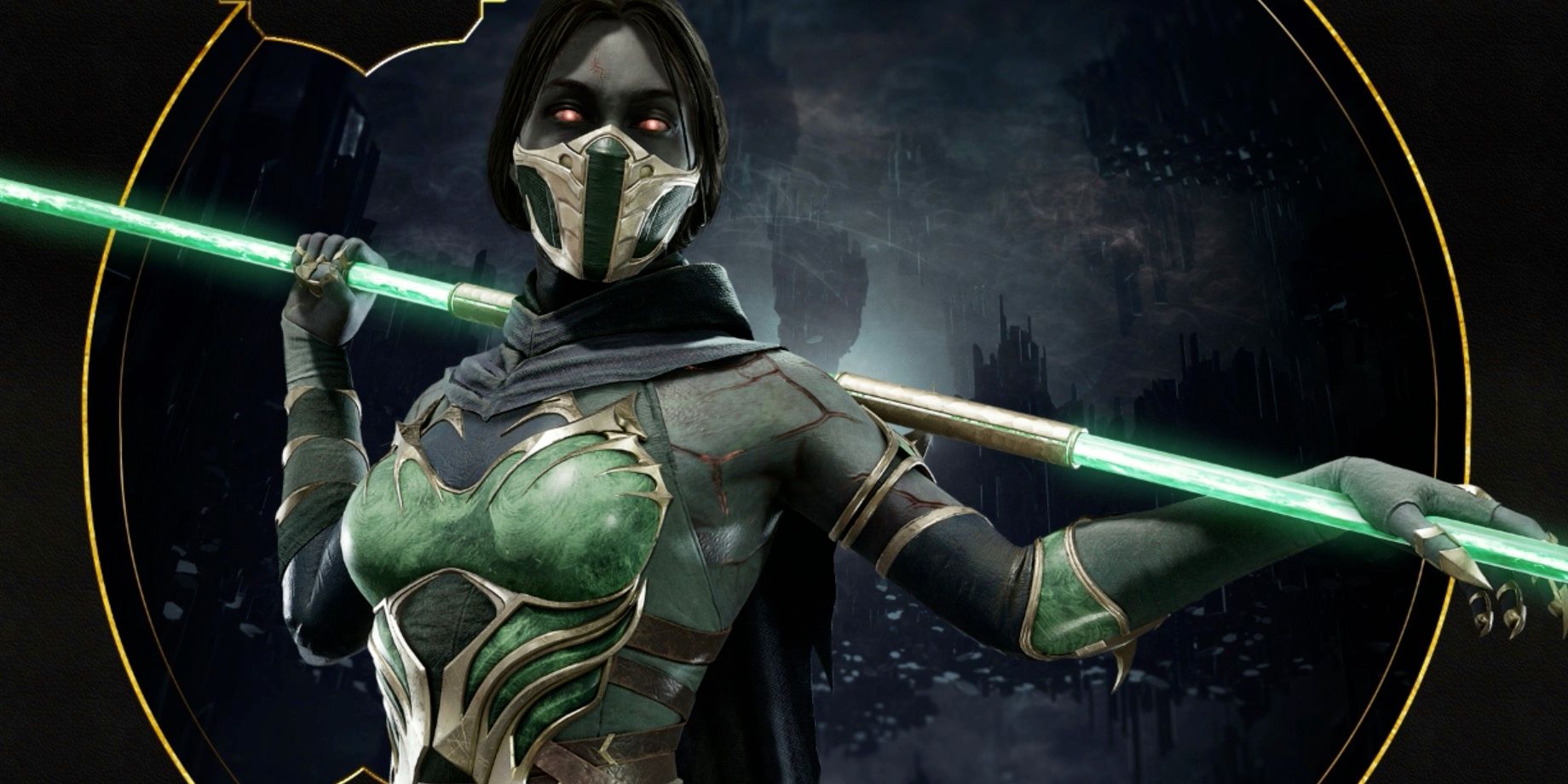 Jade holds a weapon in Mortal Kombat 11