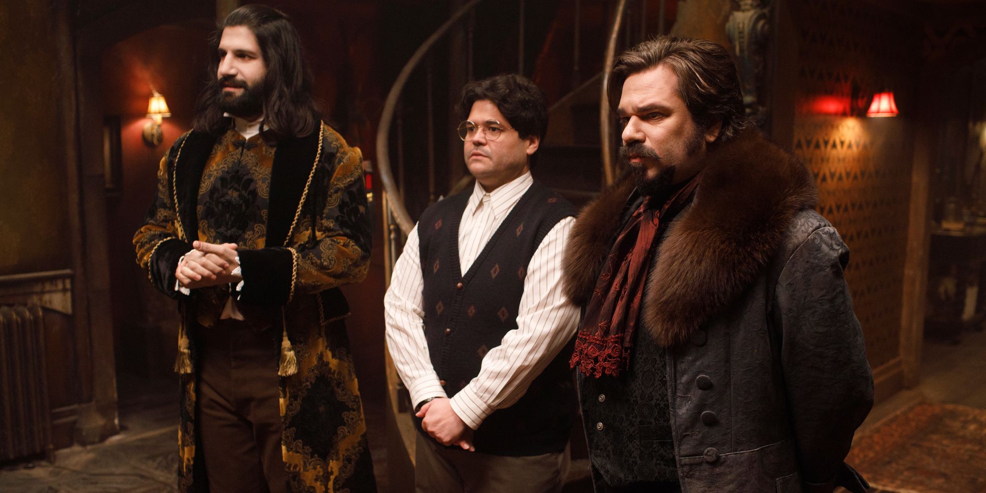 Nandor, Guillermo and Laszlo standing together in What We Do in the Shadows