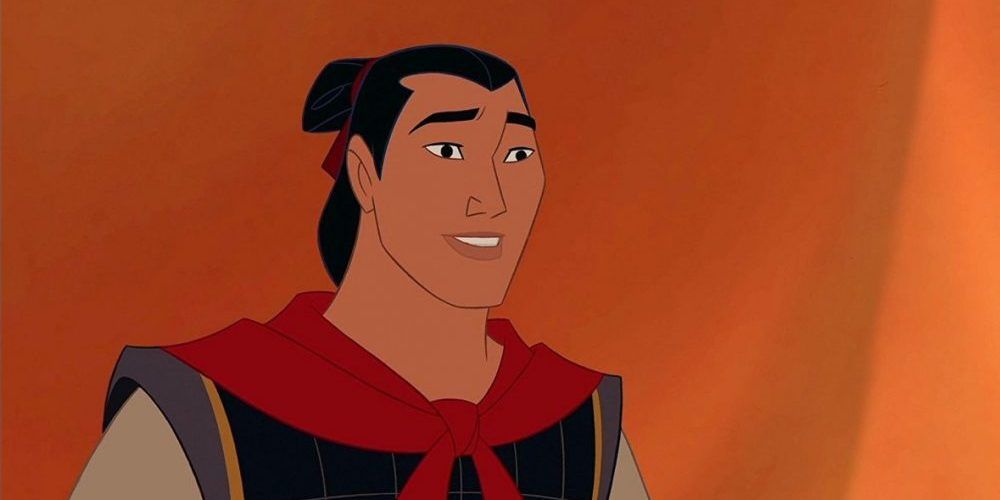 Li Shang smiling and looking hopeful in Mulan.