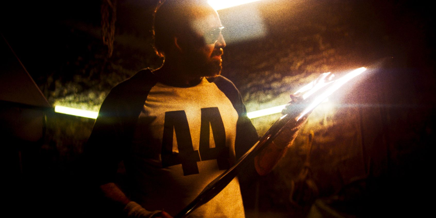 Nicholas Cage holding an axe in Mandy
