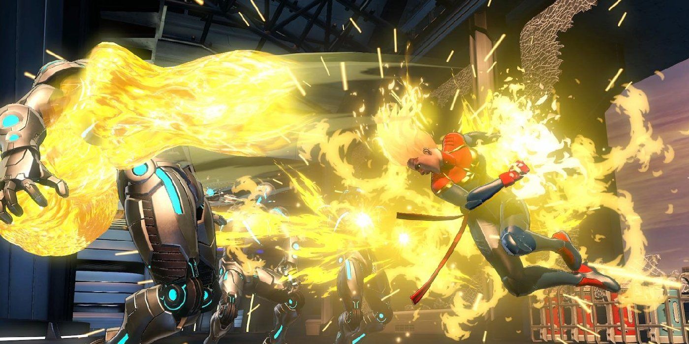 Captain Marvel battles in Ultimate Alliance 