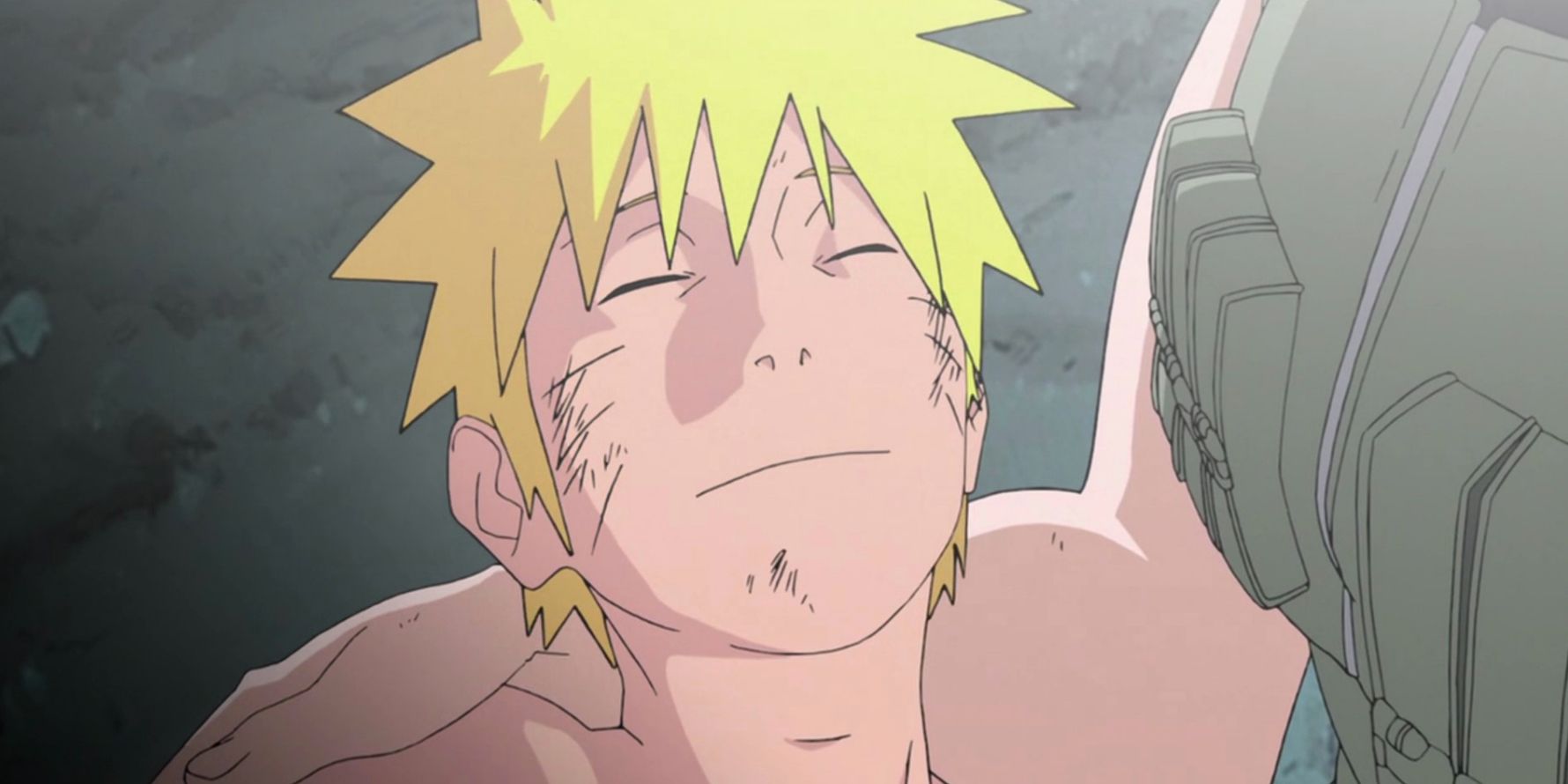Menma Namikaze is held up unconscious in Naruto Shippuden