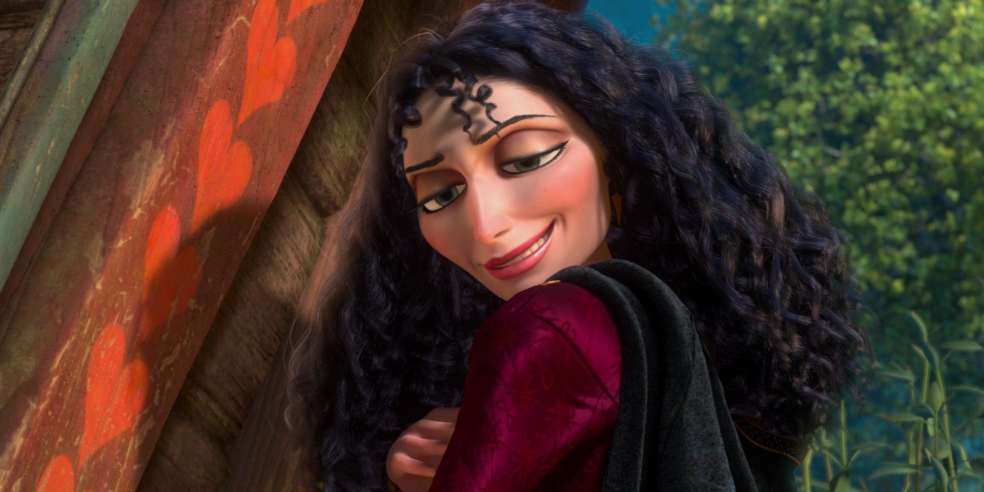 Mother Gothel smiling evilly in Tangled