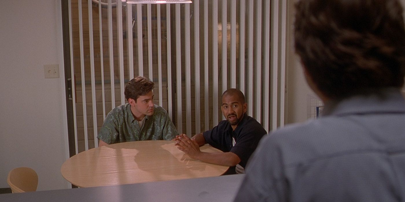 Peter, Samir and Michael hatch a plan in Office Space.