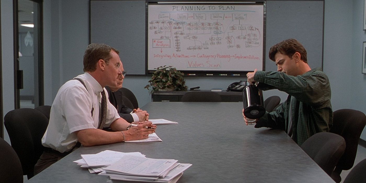 Peter's first meeting with the Bobs in Office Space.