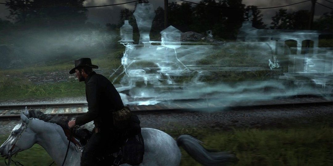 RDR2 Arthur Morgan with the Ghost Train