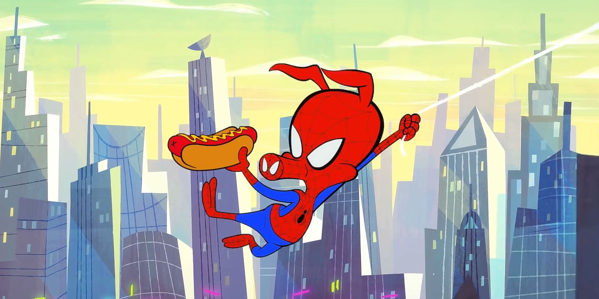 Spider-Ham with Hot Dog in Spider-Verse Short Film