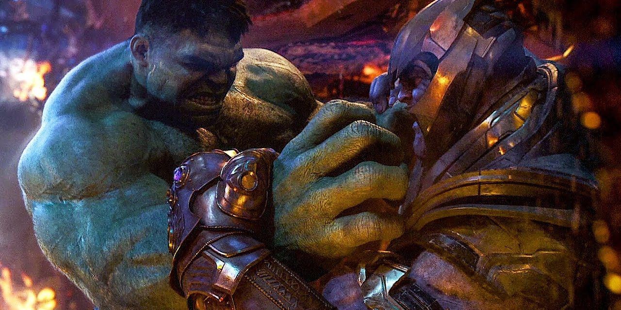 The Hulk fights Thanos in Avengers Infinity War