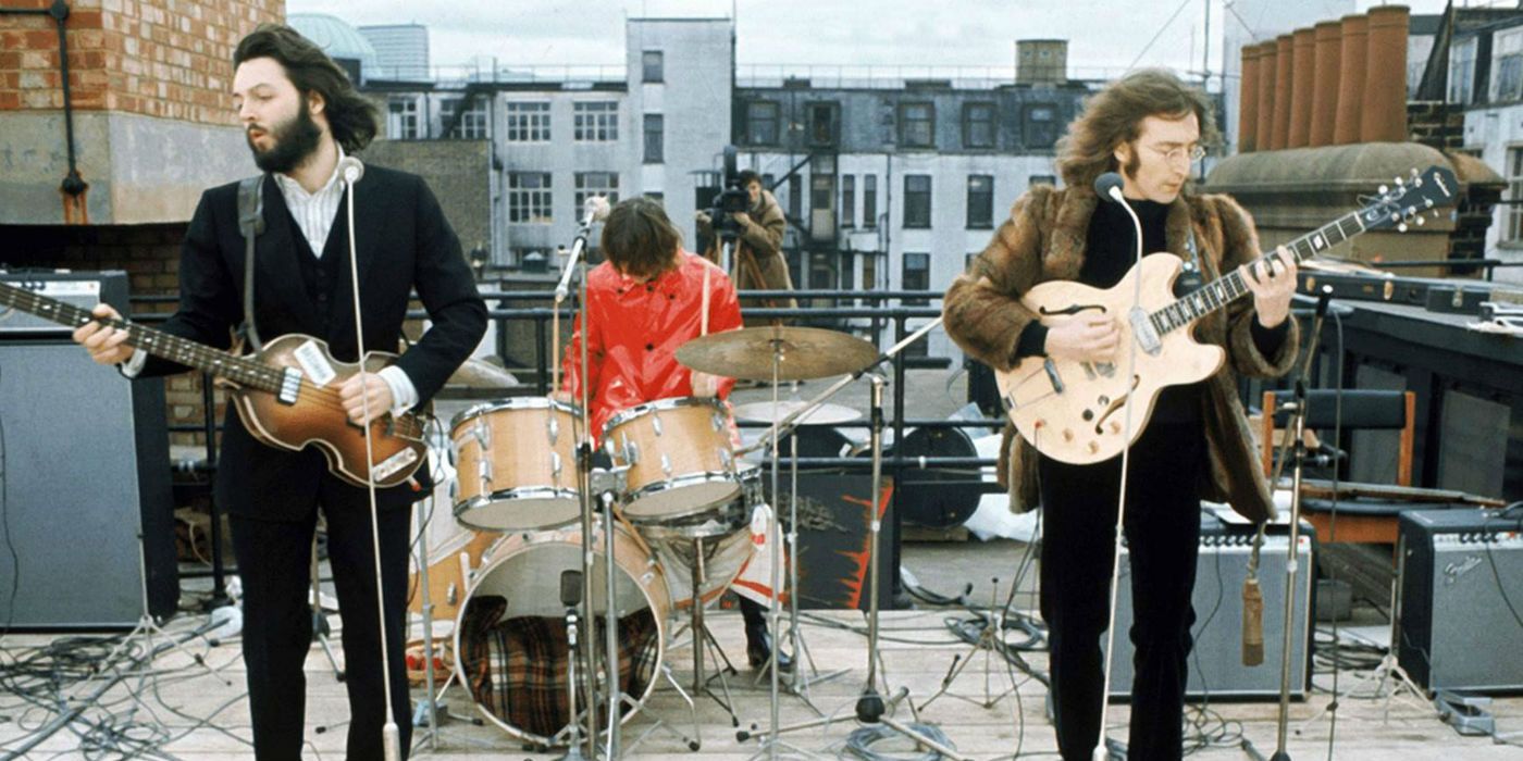 The Beatles performing the Let It Be Rooftop Concert