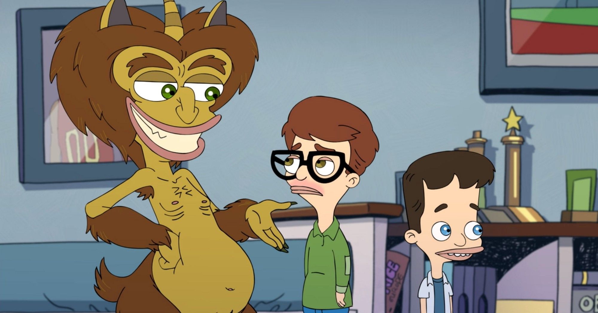 The Hormone Monster, Andrew, and Nick on Big Mouth
